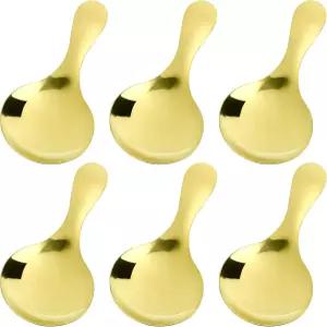 LCJAOF 5Pcs 미니 스쿱 작은 캔디 스푼 스테인리스 스틸 조미료 병용 3.5인치 숏 핸들 소금 스크림 디저트