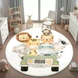 리 동물 바닥 매트 기린 사자 러그 방용 부드러운 카펫 놀이방 장식 정글 테마 디자인 부활절