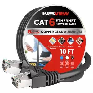 인터넷 라우터 모뎀 게임 플레이스테이션 Xbox POE 카메라(블랙 10FT)를 위한 AvesView 차폐 CAT 6 이더넷