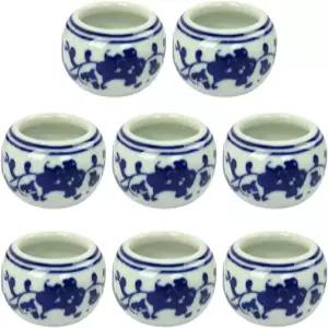 SEWACC 8pcs 세라믹 페인팅 접시 중국 잉크 캘리그라피 안료 판 조미료 그릇 붓 유화 아트 스위트 청화백자