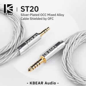 KBEAR ST20 4 코어 이어 버드 교체 실버 도금 OCC 혼합 합금 케이블 미러 KZ10 KS2 용 OFC로 차폐