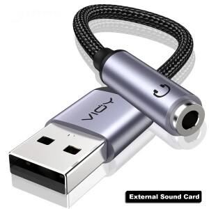 USB 3.5mm 잭 오디오 어댑터 TRRS 암 어댑터(헤드폰 Mac 플스호환 PC 노트북용 외부 스테레오 사운드 카드