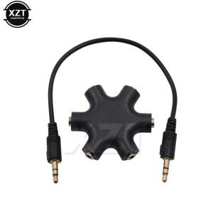 3.5mm 잭 이어폰 오디오 분배기 1 남성 6 여성 케이블 웨이 멀티 포트 Aux 음악 사운드 출력 변환기
