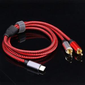 USB C RCA 오디오 케이블  남성 2 어댑터 코드 Sumsung 샤오미호환 화웨이호환 태블릿 스피커 앰프