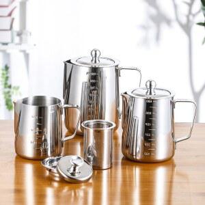 EAJ 600ml 우유 저그 도구 포머 밀크 공예 피처 뚜껑 뚜껑이 1000 스테인리스 음료용