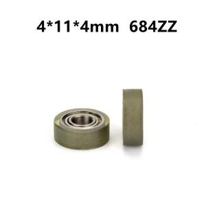 10pcs/50pcs PU68411-4 4x11x4mm 684ZZ PU 롤러 베어링  고무 마찰 풀리 휠
