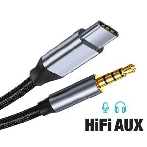 USB C-3.5mm 잭 AUX 오디오 케이블 차량용 스피커 HiFi 헤드폰 헤드셋 어댑터 (아이폰호환 16 Pro  삼성호