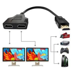 HD 1080P HDMI 스플리터 듀얼 포트 1입력 2출력 케이블 남성-여성 HDTV 어댑터 노트북 TV 박스 모니터 호환