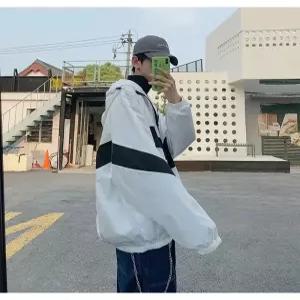 힙합 바시티 재킷 패치워크 컬러 블랙 남성용 캠핑 방풍 여성용 봄 가을 얇은 패션 학생