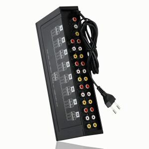 1개 8 포트 아웃 가지 3 RCA AV 오디오 비디오 분배기 앰프 상자 TV 박스 HDTV DVD 플스호환