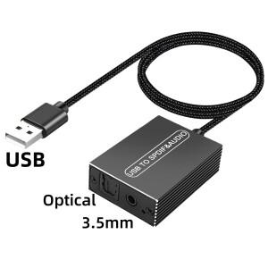 USB A - 3.5mm 및 TOSLINK 광 오디오 어댑터  플스호환 PC 스피커용 단방향 S/PDIF 송신기 디지털 변환기