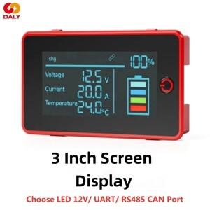 LCD 화면 3 인치 디스플레이 3S 4S 7S 8S 10S 12S 15S 16S 20S Daly Smart BMS-DALI LED 12V 및 UART 포트
