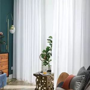 Asazal 솔리드 화이트 Tulle 고급스러운 쉬폰 쉬어 창 커튼 거실 현대 Voile Organza 침실 장식