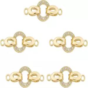 CHGCRAFT 5 세트 25.5mm 리얼 18K 골드 도금 황동 마이크로 파베 큐빅 지르코니아 폴드 오버 클라스프