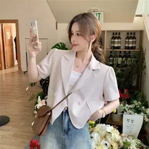 여성 퍼프소매 여성스런 원버튼 반팔자켓 데이트룩 cJK29xGh
