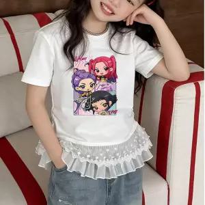 케이팝 데몬헌터스 반팔 티셔츠 봄 프린팅 오버핏 루미 옷 케데헌 여아 여름