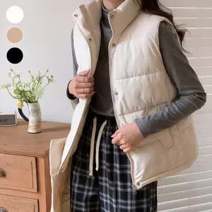하이넥 데일리 여성 패딩조끼 따뜻한 경량패딩 캐주얼