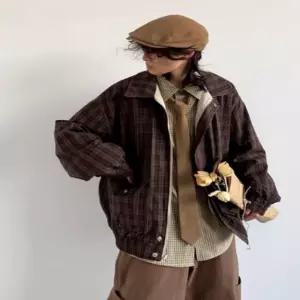 체크패턴 양면 리버시블 양면자켓 데일리 자켓 여성 클래식 간절기 체크외투