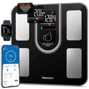 체중계, FSA&HSA 자격, 9-in-1 VA 디스플레이가 있는 스마트 저울, 22가지 신체 지표가 욕실 심박수, BMI, 체지방, 근육량, iOS 및 Android와 호환 가능