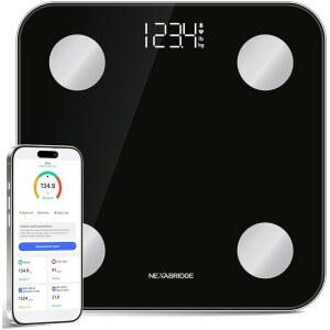 넥사브릿지 체중계, BMI, 체지방, 근육량을 위한 스마트 11인치 대형 디지털 욕실 25가지 체성분 분석, 동기화 앱, 블루투스, LED HD 디스플레이, 400파운드 - 넥사