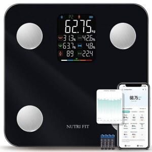 체지방 BMI 근육을 이용한 체중계 스마트 체중계, NUTRI FIT 디지털 욕실 블루투스 구성 분석 동기화 앱, 17가지 지표 높은 체중 감량 정확도, 7-in-1 대형 VA 디스플레이