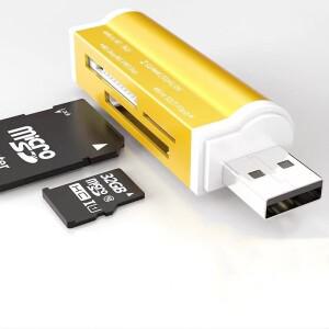 카드 리더기 4 포트 USB2.0 마이크로 SD TF DV 전화 카메라 메모리 어댑터(LED 표시기 포함)