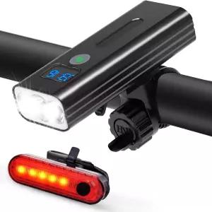 3000루멘 다기능 자전거 조명 세트 5200mAh 충전식 야간 라이딩용 프론트 LED 디지털 디스플레이 디자인