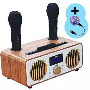 듀얼 무선 노래방기기 20W 블루투스 마이크 스피커 휴대용 가정 파티 엔터테인먼트