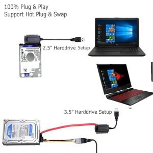 SATA to USB 2 IDE 어댑터 케이블 변환기(AC 포함 2.5 3.5인치 SSD HDD 지원) Windows MAC OS