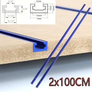 2개 100CM 목공용 채널 레일 19x9.5mm T-트랙 T-슬롯 마이터 지그 T 나사 고정 테이블쏘 라우터 DIY 공구