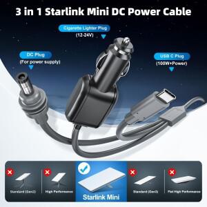 스타링크 미니 케이블용 3 in 1 고속 TYPE C/차량용 충전기/DC-DC 교체 12-24V 승압 전원 액세서리