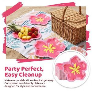 10/20Pcs 여름 파티 히비스커스 꽃 모양의 종이 접시 하와이 루아우 열대 생일 테이블 장식 용품 결혼식