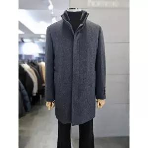 [바쏘옴므] 남자 차콜 울 캐시미어 혼방 밍크&래빗FUR 하프 코트 WSZ4CJ14