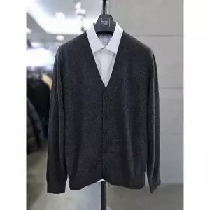 [바쏘옴므] 남자 캐시미어 혼방 차콜그레이 브이넥 니트 가디건 WSZ4WA82