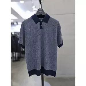 [바쏘옴므] 남자 봄 여름 티셔츠 네이비 카라 반팔 니트 WSZ2WT40