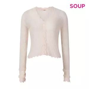 [SOUP](타임스퀘어점패션관)V넥 펀칭 골지 프릴 가디건 (S65GD04)