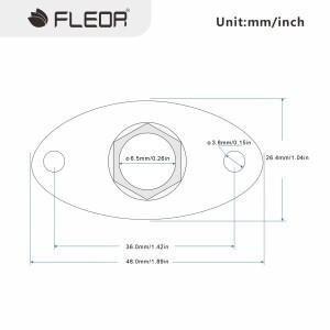 FLEOR 1pcs 타원형 들여 쓰기 1/4 