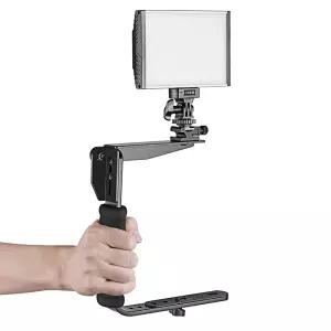 카메라 마이크 L자형 핸들 그립 플래시 핫슈 마운트 브라켓 DSLR 액션캠