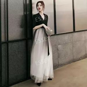 연주회 블랙이브닝드레스 행사 새틴 셀프웨딩 피로연 오픈숄더 촬영용 웨딩 롱 성인식