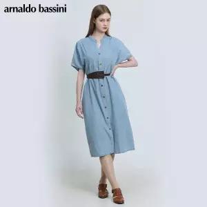 [아날도바시니(ARNALDO BASSINI)] (벨트SET)와이넥 포켓 데님 원피스 (택가격: 118000원)