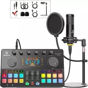 팟캐스트 장비 번들 라이브 스트리밍/녹음을 위한 마이크 팝 필터 오디오 듀얼 XLR-3.5 콘덴서