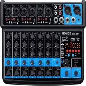 BOMGE 8채널 미니 오디오 믹서 라인 DC 5V MP3 플레이어 블루투스 U 48V 24DSP 효과 USB 레코딩 스몰