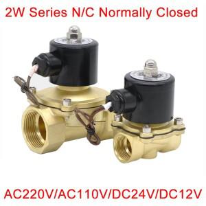 2W 22 방향 황동 상시 닫힘 직동식 14인치 포트 AC 110V 220V  DC 12V 24V 공기 물 오일용 공압식 솔레노이