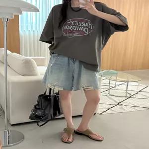 [09초이스][허벅지 군살 커버] 트렌디무드 디스트로이드 4부 데님 버뮤다 팬츠 88175 빅사이즈 여성의류