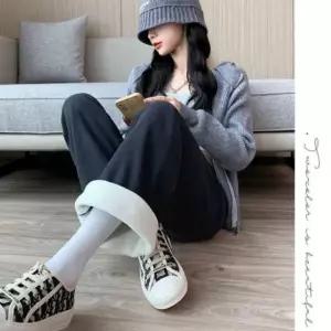 [하프클럽/]겨울 기모 와이드팬츠 여성 골지 밴딩 바지 3컬러 루즈핏 트레이