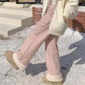 [하프클럽/]여성 겨울 와이드 밴딩 패딩바지 퍼안감 기모 팬츠 3컬러 바지