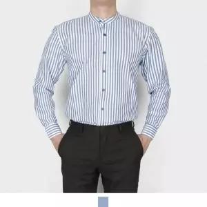 블루 스트라이프 차이나카라 와이셔츠 남성셔츠 옥스포드셔츠 남자가을셔츠 (W808F8B)