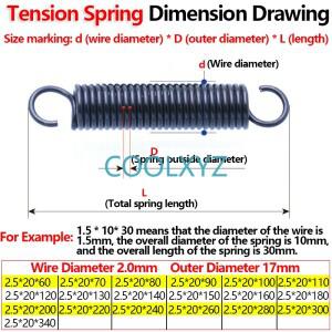 오픈 후크 인장 스프링 풀백 코일 연장 드래프트 와이어 직경 0.5mm 0.8mm외경 3-10mm
