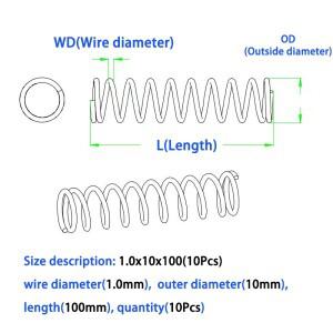10Pcs 와이어 직경 0.4mm 304 스테인레스 스틸 마이크로 소형 압축 스프링 OD 3mm/4mm/5mm/6mm/7mm/8mm/9m