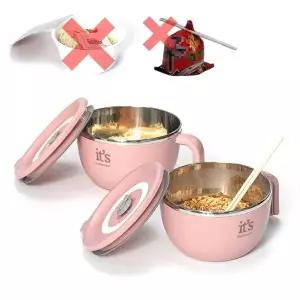 키친아트 이중구조 밀폐스텐 라면기 2P 컵라면 뽀글이 밀폐그릇 면기 (W64725F)